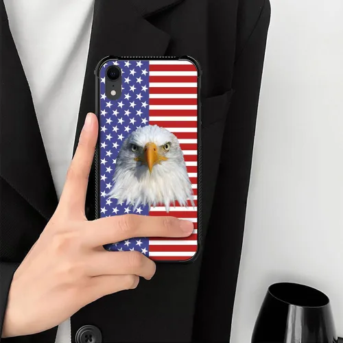 Miniatura 6 de DJSOK Funda compatible con iPhone XR, H American Eagle Flag con cuatro esquinas, protección a prueba de golpes, TPU suave y patrón de policarbonato