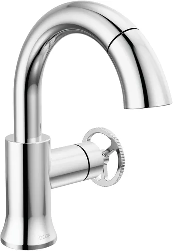 Miniatura 13 de Delta Trinsic - Grifo de baño de arco alto de 1 orificio con mango de rueda, níquel pulido, grifo de fregadero de baño de un solo agujero
