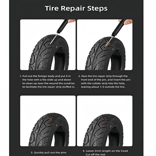 Miniatura 7 de Kit de reparación de neumáticos sin cámara con enchufes, kit de tapones de neumáticos, herramientas portátiles para bicicleta, kit de reparación