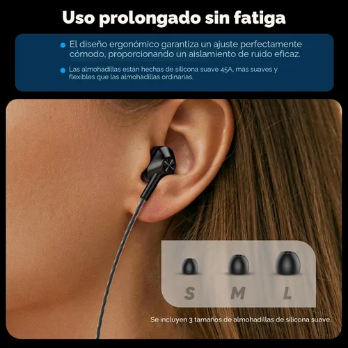 Miniatura 5 de Auriculares con cable USB-C, auriculares in-ear de doble controlador con micrófono, ajuste de cancelación de ruido, graves profundos, cable sin