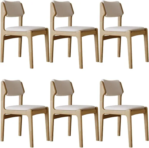 Miniatura 52 de YVYKFZD Wooden Dining Chairs Set, Leather Dining Room Chair with Back, Upholstered Kitchen Chairs, Armless Living Room Chair, for Bedroom Offices