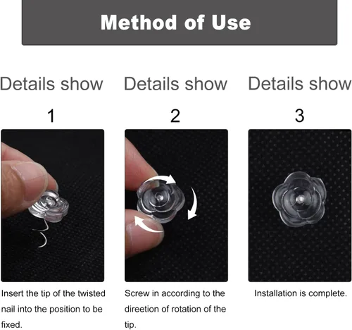 Miniatura 3 de NEBURORA 100 piezas de pasador giratorio de tapicería con cabeza de rosa transparente para fundas, faldas de cama, fundas de muebles de automóvil
