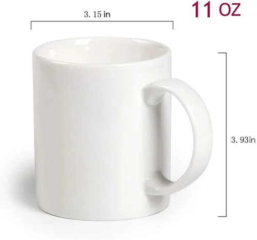 Miniatura 4 de Taza de té de café de cerámica blanca revestida de 11 onzas (3.7 x 3.1 in) prensa de calor imprimible transferencia sublimación tinte recubierto