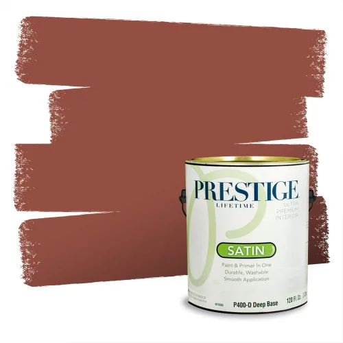 Miniatura 333 de Prestige Paints Pintura exterior e imprimación en uno, 1 galón, plano, coincidencia comparable de Valspar* Amber Rose*