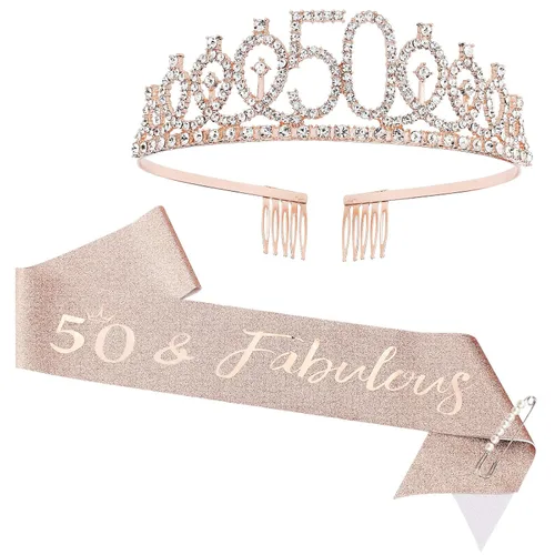Miniatura 34 de CIEHER Corona de cumpleaños de 10 años, banda + juego de alfileres de perlas - Decoraciones y regalos para favores de fiesta de cumpleaños de 10 10º