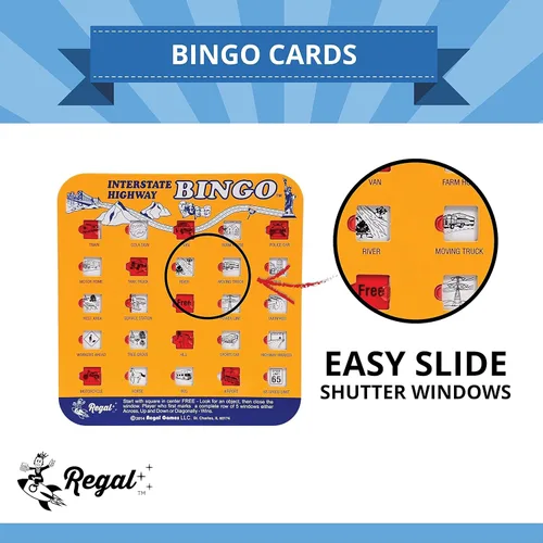 Miniatura 3 de Regal Games Juego de bingo de carreteras interestatales para viaje, cartas de bingo para vacaciones familiares, viajes en automóvil y viajes por