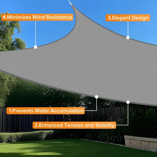Miniatura 4 de Artpuch - Toldo triangular tipo vela para sombra, borde curvado, grado comercial, 5.46 oz/yd², permeable, para exteriores, terraza, patio, tamaños