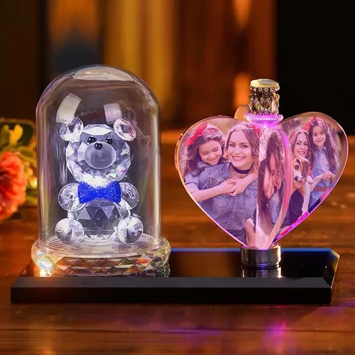 Miniatura 12 de Impresión de cristal con tu foto, decoración de escritorio de oficina, regalo personalizado sobre marco transparente de vidrio con soporte, rosa