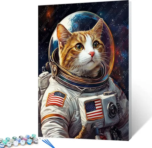 Miniatura 9 de Tucocoo Graffiti Astronauta - Pintura por números para adultos, espacio exterior, astronauta, pintura al óleo digital, pintura acrílica, kits