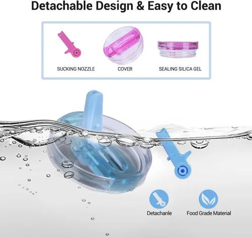 Miniatura 5 de Quencher ProTour - Vaso térmico de 40 onzas con asa - Botella de agua de acero inoxidable 100% a prueba de fugas aislada al vacío 2 tapas