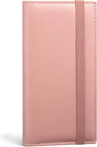Miniatura 34 de Yarnic Funda para chequera personal, soporte para chequera con soporte para bolígrafo y divisor de plástico transparente integrado para cheques Rosa
