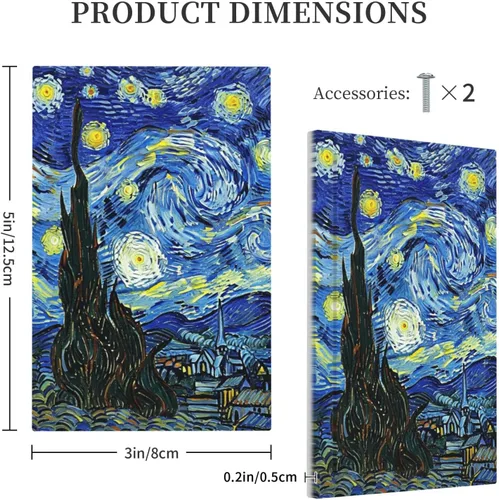 Miniatura 2 de Placa de receptáculo para interruptor basculante de una sola banda, 1 banda Decora GFCI Starry Night Painting Placa decorativa de pared