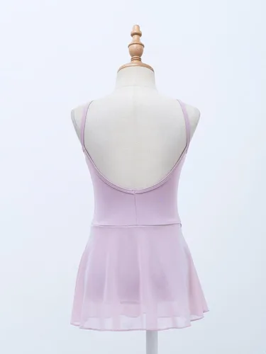 Miniatura 6 de Camisola con tirantes cruzados en la espalda para niñas, leotardo, vestido de ballet, trajes de bailarina para niños pequeños
