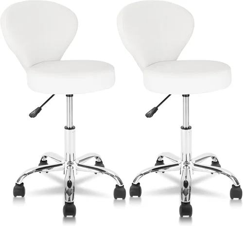 Miniatura 10 de KLASIKA Silla giratoria de cuero con soporte para la espalda, asiento hidráulico ajustable, altura de 22 pulgadas, para oficina, masaje, facial
