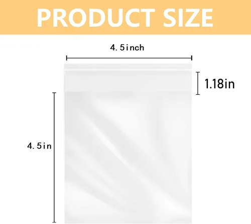 Miniatura 2 de MoloTAR 200 bolsas transparentes de celofán resellables de 4.5 x 4.5 pulgadas, buenas para panadería, golosinas adhesivas, velas, jabón, bolsas