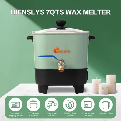 Miniatura 4 de Olla eléctrica de cera para hacer velas y jabón, gran capacidad de 7 cuartos de galón, panel digital de temperatura con boquilla, antiadherente