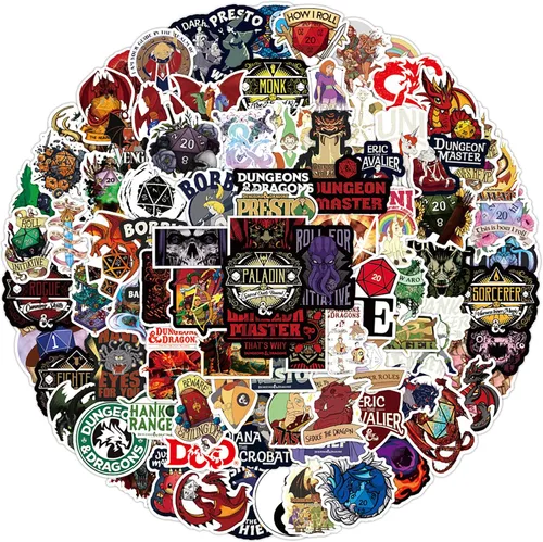 Miniatura 2 de Adhesivos de Dungeons y Dragones - 100 unidades de adhesivos de vinilo impermeables para adolescentes, regalos para laptops, auto, pared, teléfono