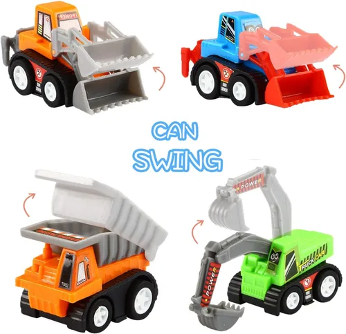 Miniatura 5 de Juego de 20 piezas surtidas de mini camión de juguete y auto de carreras, juego de vehículos de construcción para niños, regalos de fiesta