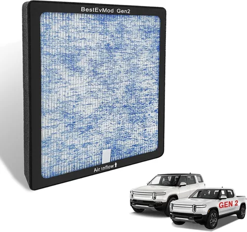 Miniatura 9 de BestEvMod Filtro de aire H14 Gen1 compatible con Rivian R1T y R1S 2022 2023 2024 Filtro de aire de repuesto HEPA H14, accesorios de carbón activado