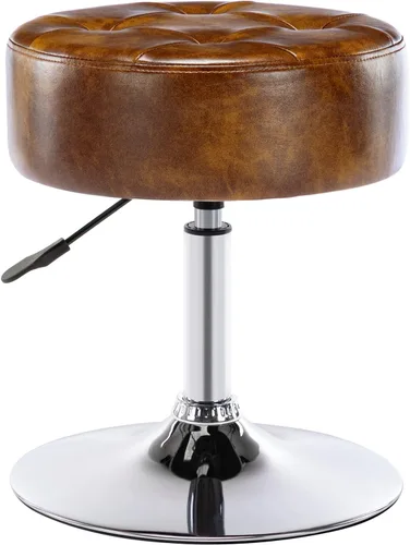 Miniatura 11 de DUHOME Taburete de tocador de cuero PU taburete de maquillaje silla de tocador altura ajustable taburete giratorio redondo otomano negro