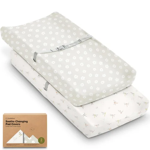 Miniatura 35 de Paquete de 2 fundas orgánicas para cambiador para niña, niño, neutro - 100% algodón, funda para almohadilla de mesa cambiadora, sábanas suaves