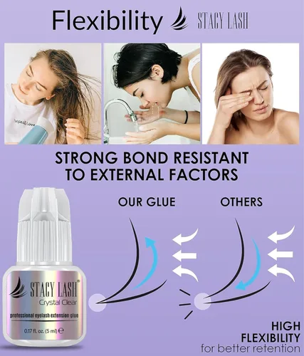 Miniatura 6 de STACY LASH Pegamento de extensión de pestañas transparente (0.17 fl.oz/0.2 fl oz)/1 segundo de tiempo de secado/retención - 8 semanas/adhesivo