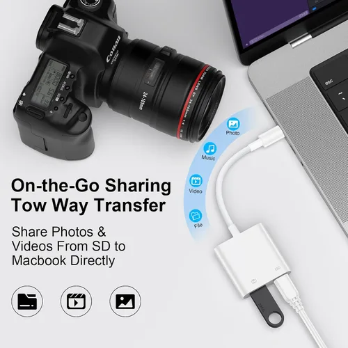 Miniatura 2 de Adaptador de cámara USB a USB C con puerto de carga para iPhone 16e 16 15 MacBook, adaptador USB hembra OTG para Android Samsung Galaxy A17 A36 A56