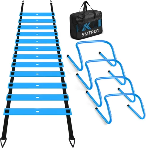 Agility Ladder,Soccer Training Equipment Set,20ft Speed Ladder,4 Agility Hurdles,Football Basketball Training Equipment,Football Accessories for