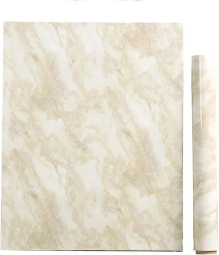 PoetryHome Papel de contacto de mármol beige extraíble de vinilo para salpicadero de mesa, autoadhesivo, impermeable, rollo de papel tapiz de