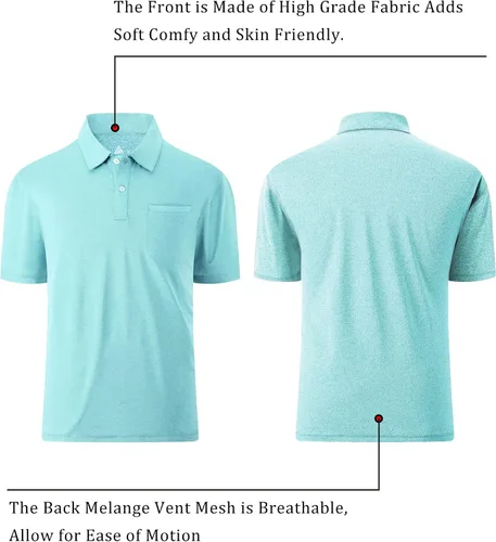 Miniatura 18 de V VALANCH Polo de golf de manga corta para hombre, estilo casual, con cuello que absorbe la humedad