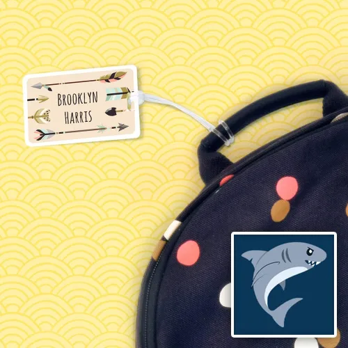 Miniatura 2 de Diseño de tiburón con etiqueta de equipaje y bolsa grande duradera