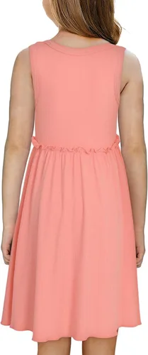 Miniatura 2 de blibean Vestido de verano sin mangas para niñas, trajes cómodos talla 4-13 años