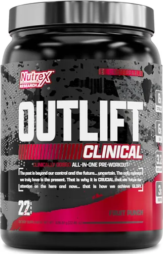 Nutrex Outlift Polvo de Pre-entrenamiento - Pre-entrenamiento Dosificado Clínicamente con Creatina, Citrulina y EAAs - Ponche de Frutas de Sabor