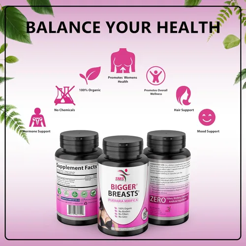 Miniatura 2 de Pechos más grandes por SMS, sin rellenos, polvo de extracto de raíz Pueraria Mirifica de 500 mg, suplemento de hierbas naturales orgánicas, apoyo al