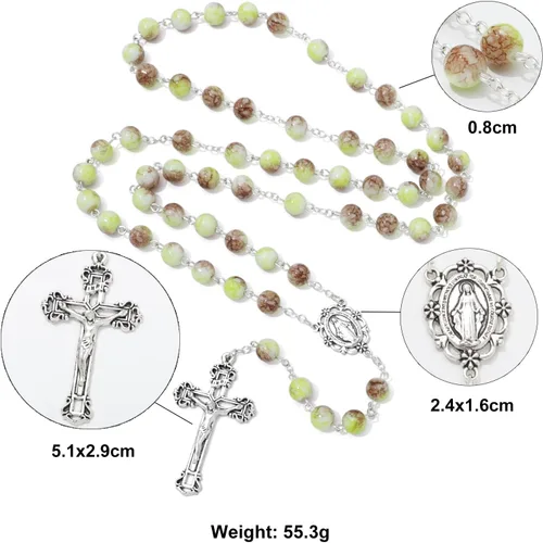 Miniatura 84 de KOMI Rosario de cuentas católicas para mujer, collar de cuentas de rosario con cruz de crucifijo, perlas de cristal, rosario, rosarios, católicos