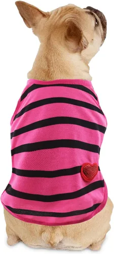 Miniatura 6 de Ropa para Bulldog Francés Camiseta para Perros Pequeños Camiseta de Verano a Rayas para Cachorros, XS, Azul