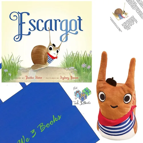 Escargot by Dashka Slater Tapa dura, MerryMakers Caracol Plush, con hoja informativa de caracol y regalo - Bolsa de libro (juego de regalo educativo