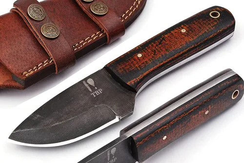 Miniatura 6 de Tbp Cuchillo de caza de damasco forjado para pesca, desollar al aire libre, campamento Edc hecho a mano, cuchillo Bowie de supervivencia de acero