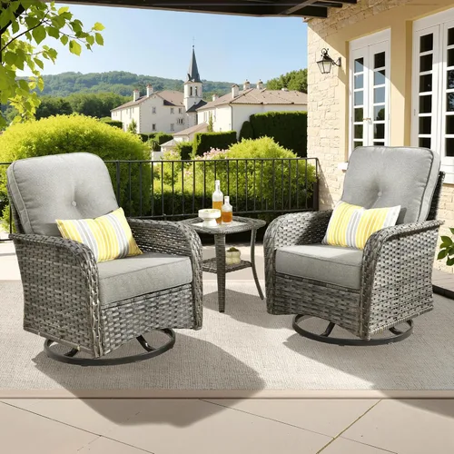 Miniatura 37 de ovios Juego de 2 piezas de muebles para patio, sillas de mimbre para exteriores de 2, sillas de ratán de respaldo alto para todo tipo de clima de 2