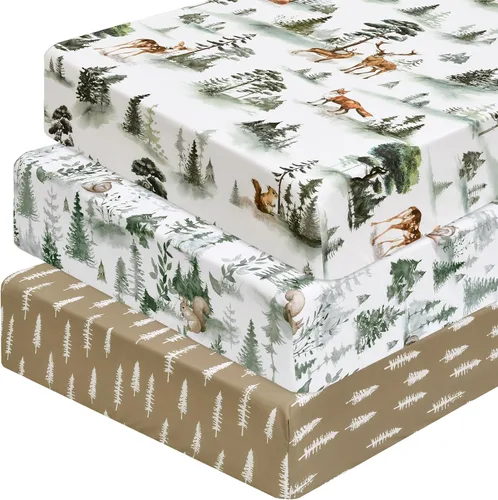 Miniatura 16 de PHF 3 paquetes de sábanas de cuna suaves, sábanas bajeras florales rosa transpirables y cómodas para niñas, ajuste universal sin deslizamiento