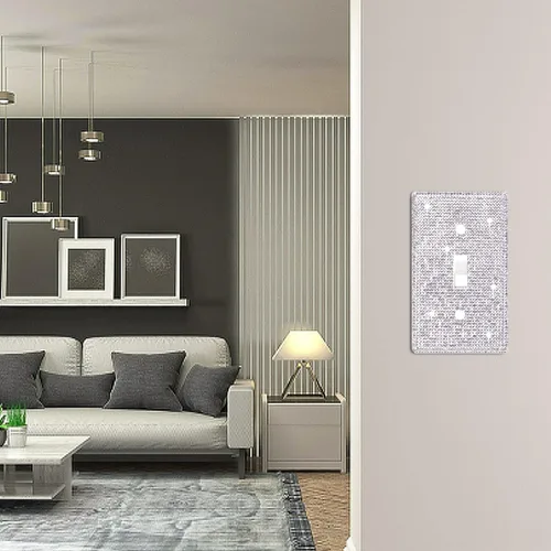Miniatura 4 de Cubierta de placa de pared para interruptor de luz, tamaño estándar 11.43 cm x 7.01 cm, Dengduoduo Cubierta decorativa de placa de pared plateada