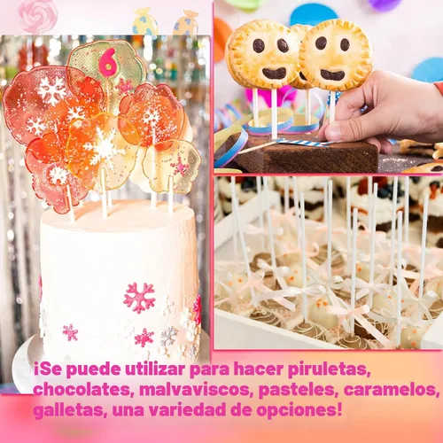 Miniatura 5 de 300 piezas de palitos para pastel pop y envolturas, palitos para pastel pop de 15 cm con lazos para caramelos, chocolates, galletas y dulces