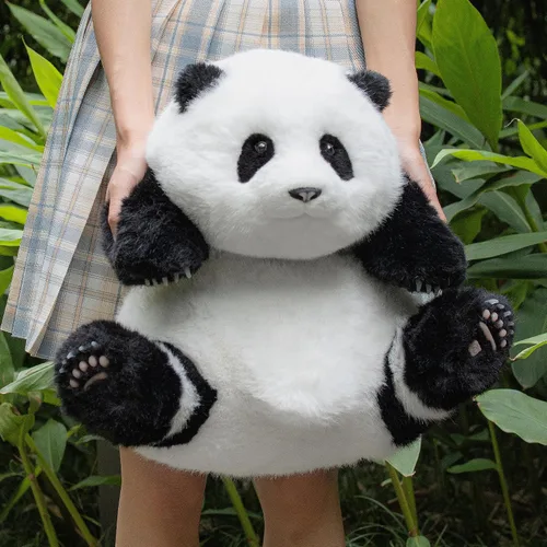 Miniatura 6 de Chongker Peluche de panda con peso, peluche de panda para compañero "HeHua", peluche grande gigante realista hecho a mano, 4.6 libras, 16.5