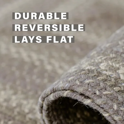 Miniatura 3 de Homespice Grey Cloud Farmhouse - Alfombras trenzadas de 5 x 8 pies, alfombras de yute duraderas para sala de estar y comedor Gris nube