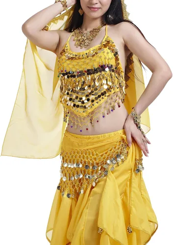 Miniatura 4 de Bellylady Gold Coins - Bufanda de cadera para danza del vientre, cinturón de baile al por mayor y pulsera gitana