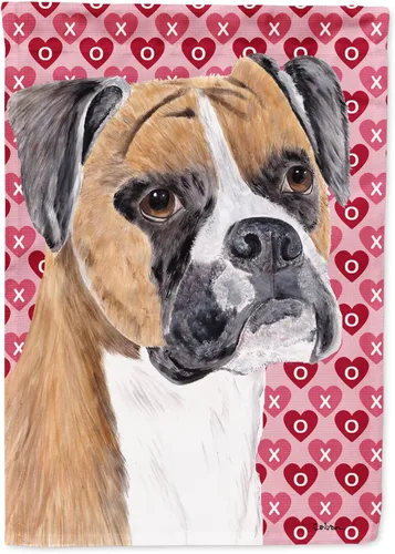 Miniatura 288 de Caroline's Treasures SS4484GF Bandera de jardín con diseño de bulldog inglés y corazones para el Día de San Valentín, bandera decorativa para patio