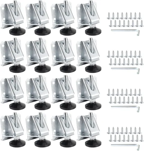 Miniatura 14 de POWERTEC Pies niveladores roscados 4PK con insertos roscados de 3/8"-16, pies ajustables resistentes para muebles con almohadillas grandes