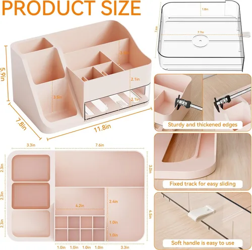Miniatura 3 de Yieach Organizador de maquillaje de encimera para tocador, baño, tocador, organizador grande de almacenamiento de maquillaje y organizador