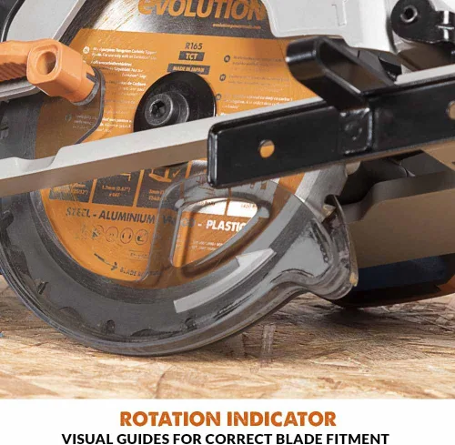 Miniatura 2 de Evolution R165CCSL-Li Sierra circular inalámbrica de 6-1/2 pulgadas Tecnología de corte multimaterial Bisel de 0-50° y profundidad ajustable
