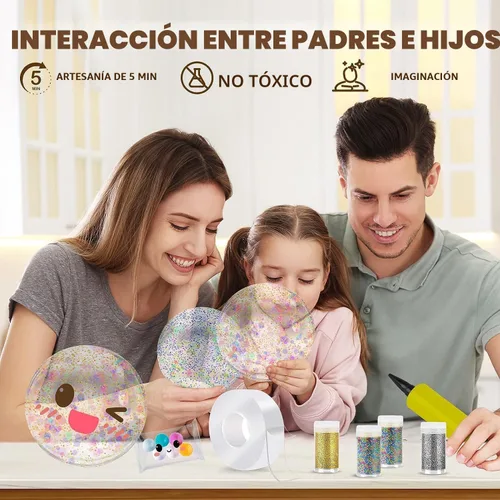 Miniatura 6 de Kit de burbujas de nano cinta, versión de globo de agua con cinta de doble cara de 9.8 pies y juguete de jeringa, kit de manualidades para niños